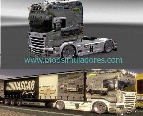 Scania e Reboque Nascar Pack Para ETS2
