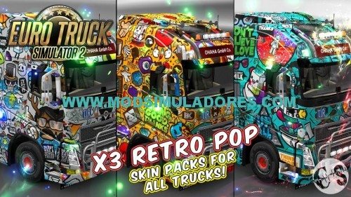 Pack De Skins Retro Pop Todos Caminhões Para ETS2