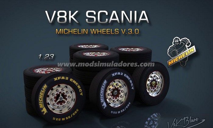 Pack de Pneus Michelin Scania V.3.0 Para V.1.23.X - ETS2