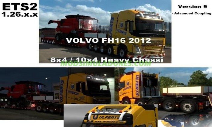 Caminhão Volvo FH 2012 8×4 e 10×4 V9 Para V.1.26.X - ETS2
