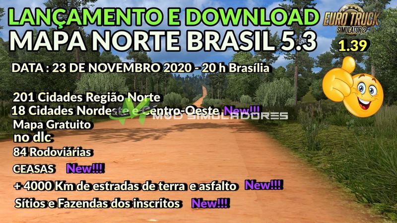 Mapa Norte Brasil V.5.3 Para V.1.39.X - ETS2