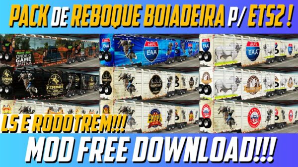 Pack de Roboques Rodotrem Boiadeira Mod Ets2 1.48